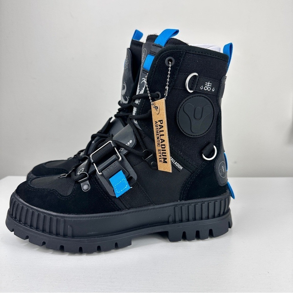 Palladium PALLASHOCK X Destiny Witch Queen Combat‎ Boots Black Blue NWT 6.5